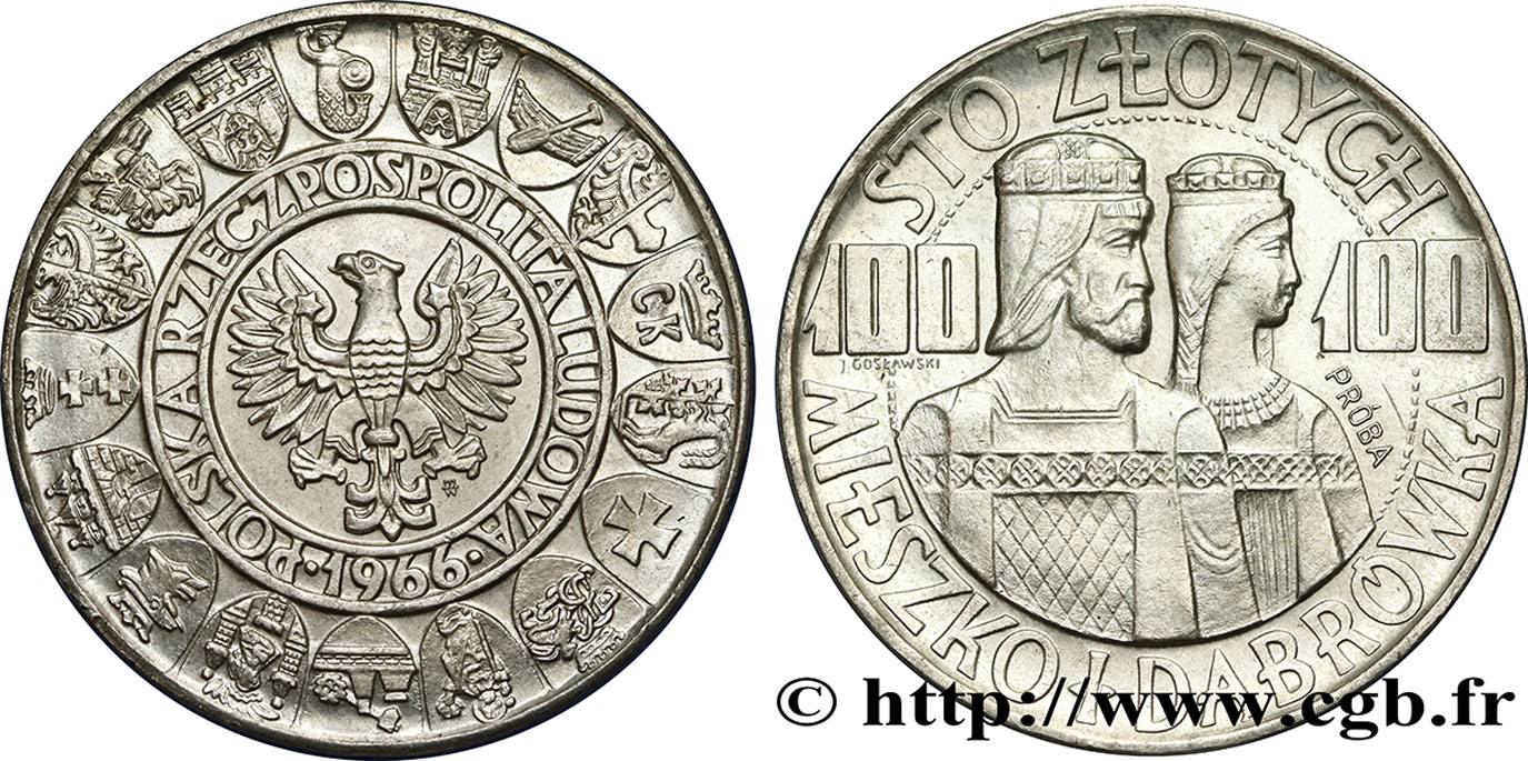 POLAND 100 Zlotych - 1000 ans de la Pologne 1966 Varsovie AU 
