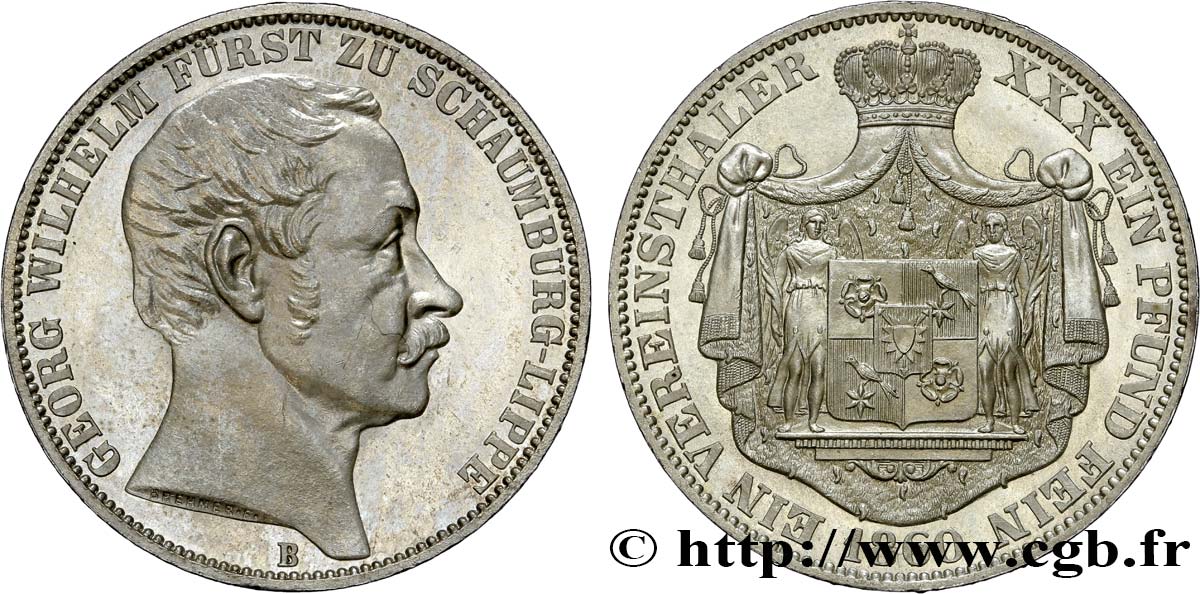ALLEMAGNE - SCHAUMBOURG-LIPPE- GEORGES-GUILLAUME Vereinsthaler 1860 Hannovre ST 