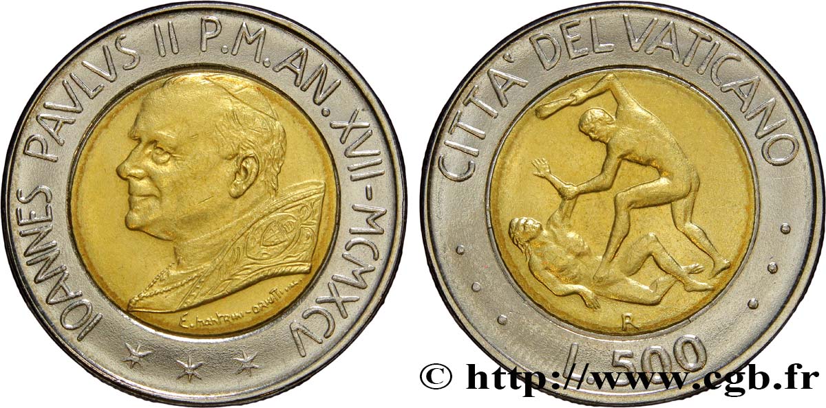 VATICAN AND PAPAL STATES 500 Lire Jean Paul II an XVII 1995 Rome MS 