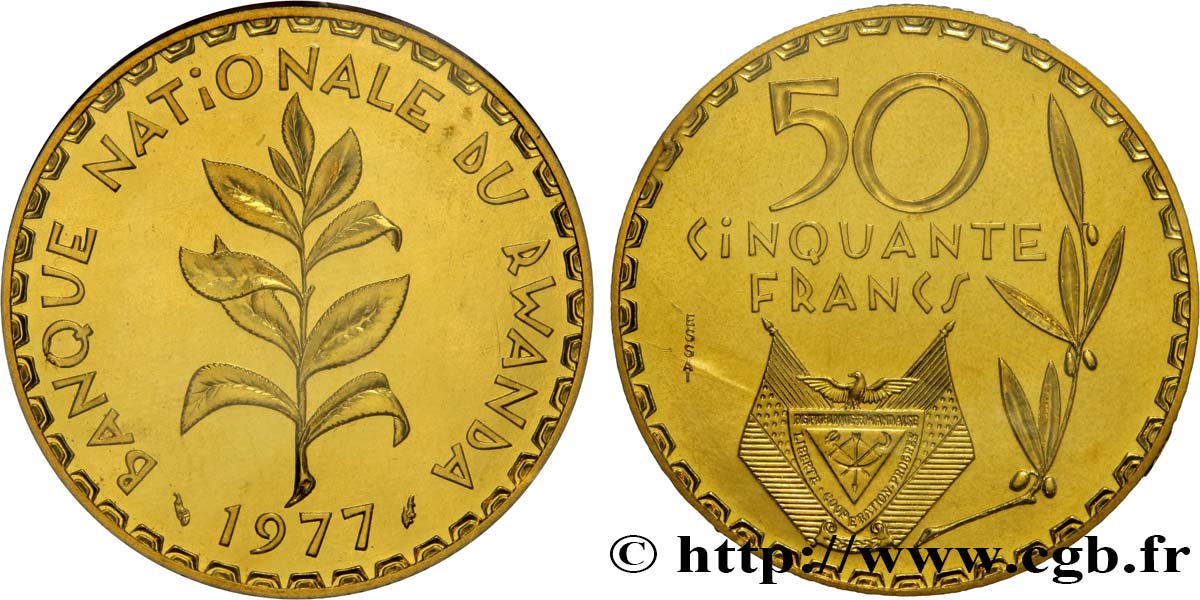 RUANDA Essai de 50 Francs emblème 1977 Paris FDC 
