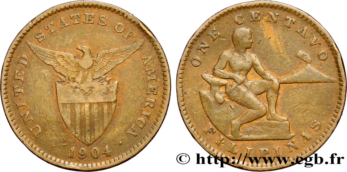 FILIPPINE 10 Centavos - Administration Américaine 1904 San Francisco MB 