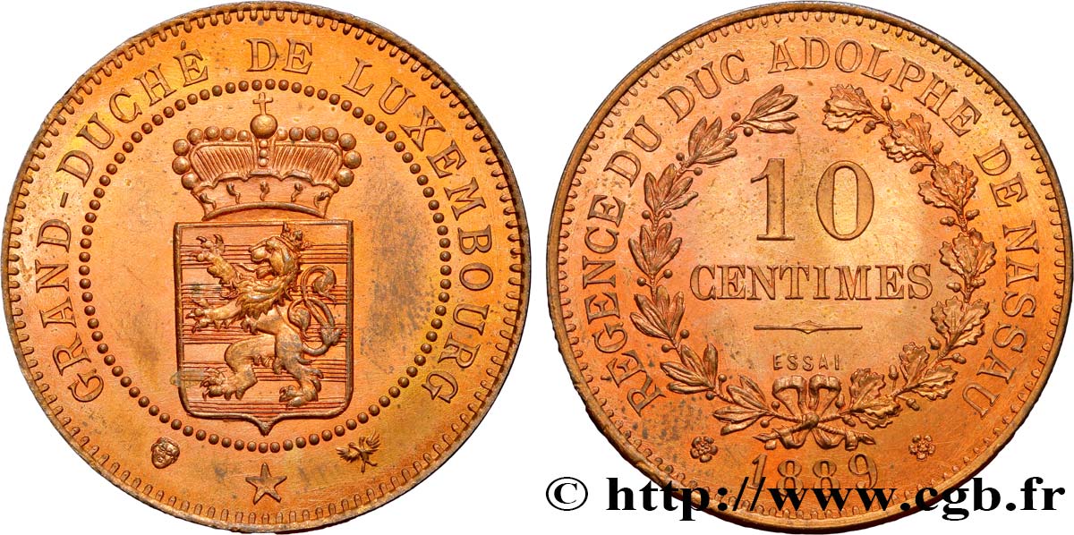 LUXEMBOURG Essai 10 Centimes 1889  MS 