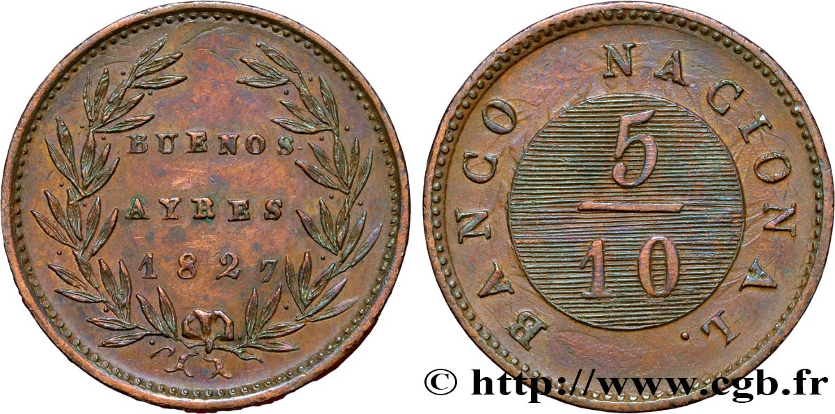 ARGENTINE 5/10 Real Province de Buenos Aires 1827  SUP 