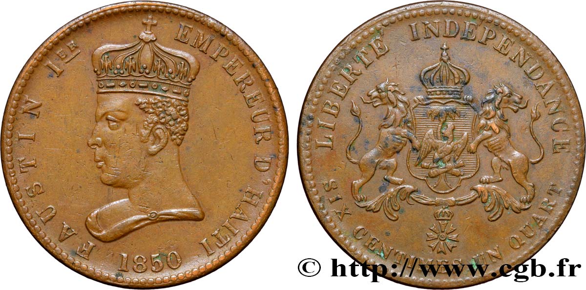 HAITI 6 Centimes 1/4 Empereur Faustin Ier 1850  XF 