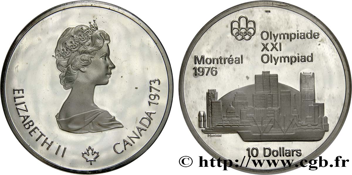 KANADA 10 Dollars Proof JO Montréal 1976 “skyline” de Montréal / Elisabeth II 1973  ST 