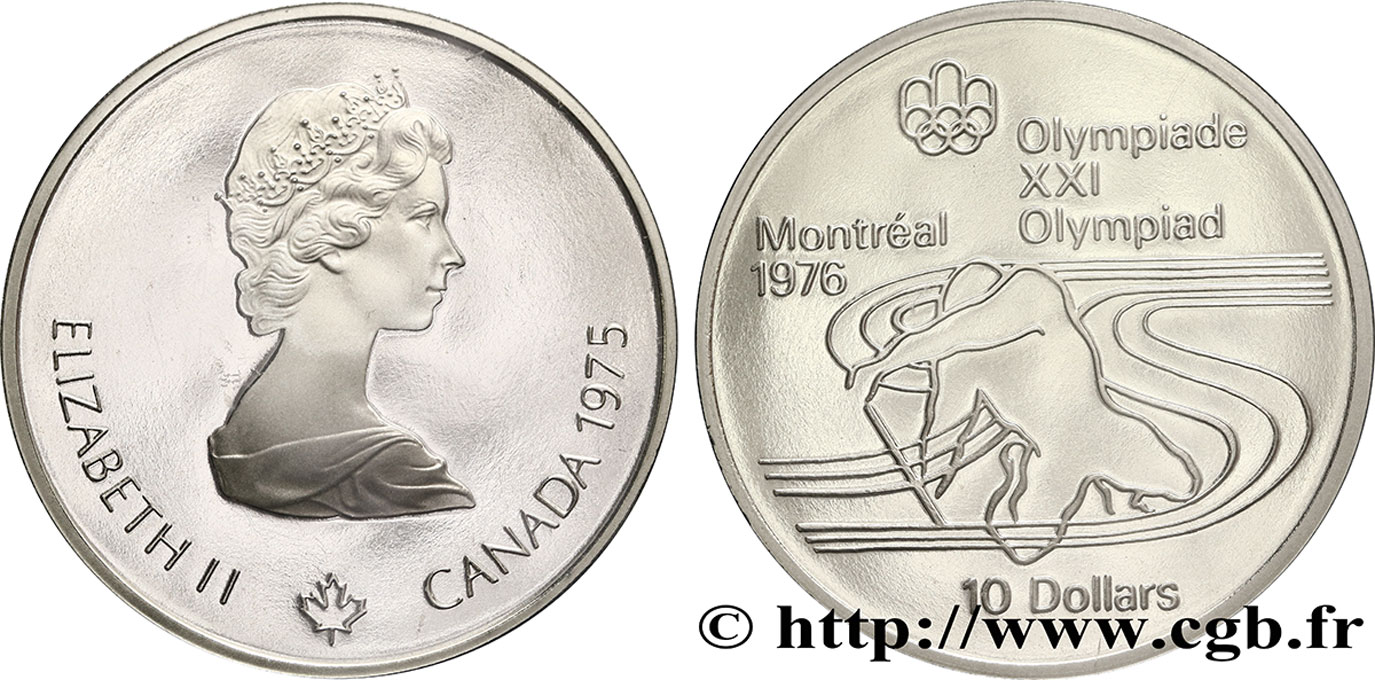 KANADA 10 Dollars Proof JO Montréal 1976 canoë / Elisabeth II 1975  ST 