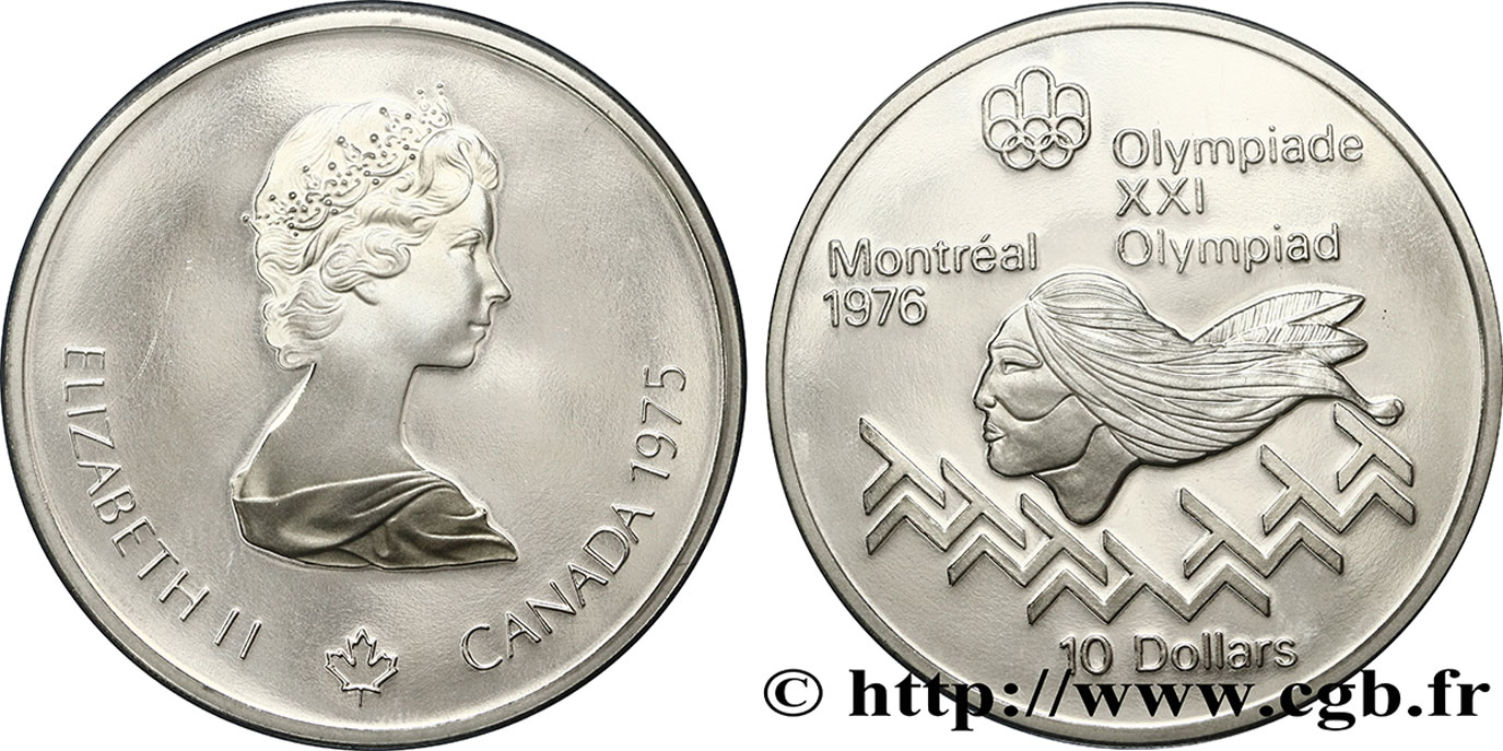 CANADA 10 Dollars JO Montréal 1976 saut d’obstacles hommes / Elisabeth II 1975  MS 