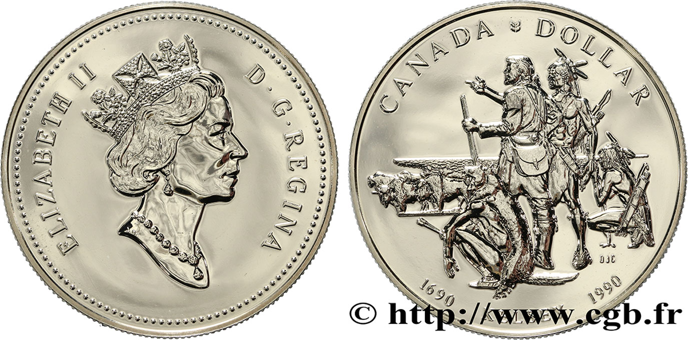 CANADá
 1 Dollar proof Elisabeth II / L’explorateur et trappeur Henry Kelsey 1990  SC 