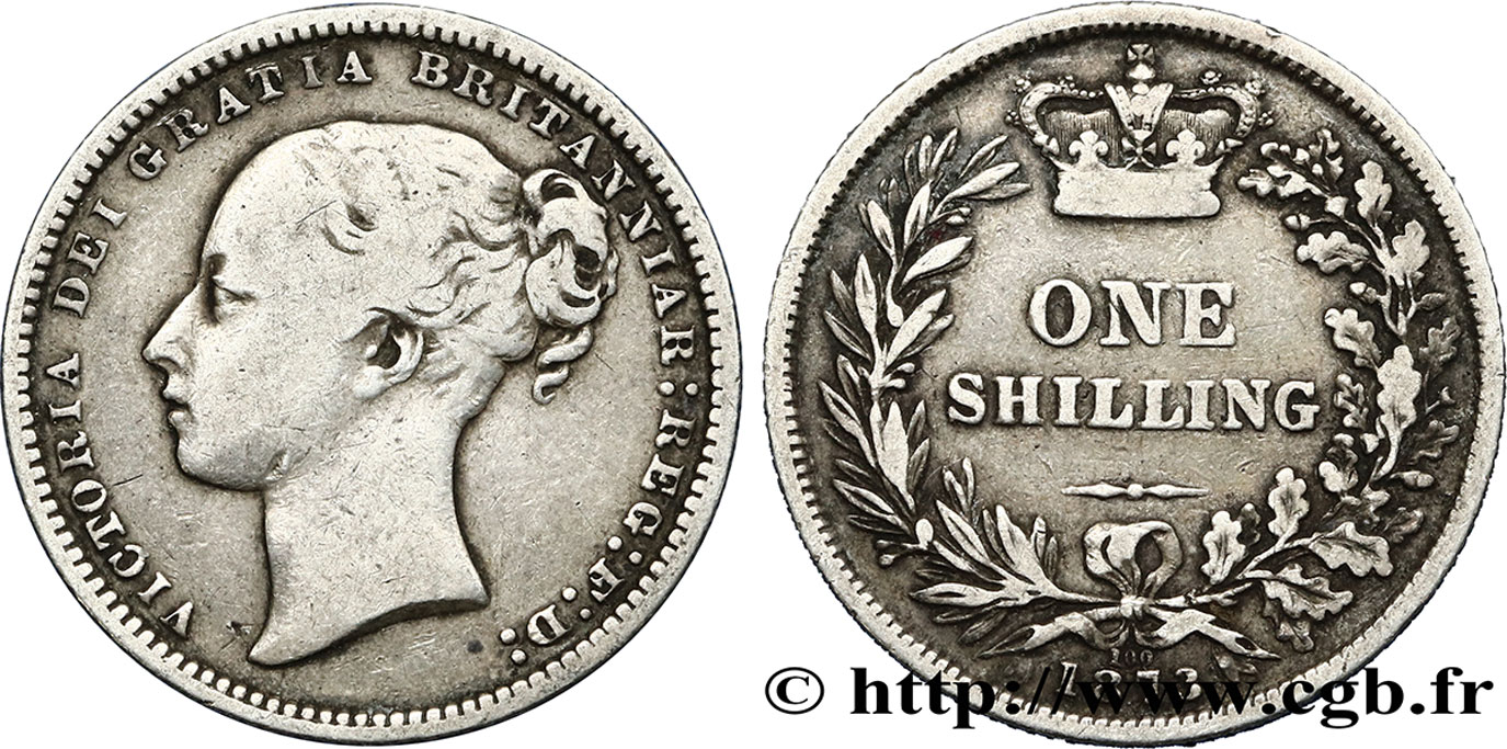UNITED KINGDOM 1 Shilling Victoria 1873  VF 