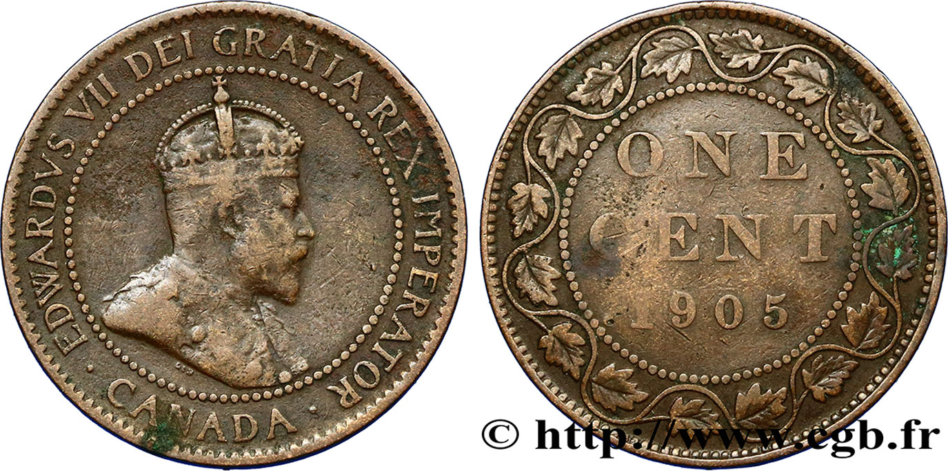 CANADA 1 Cent Edouard VII 1905  VF 