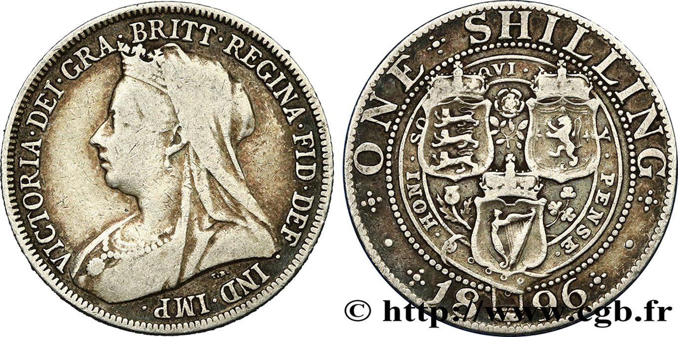 UNITED KINGDOM 1 Shilling Victoria vieille tête  1896  VF 