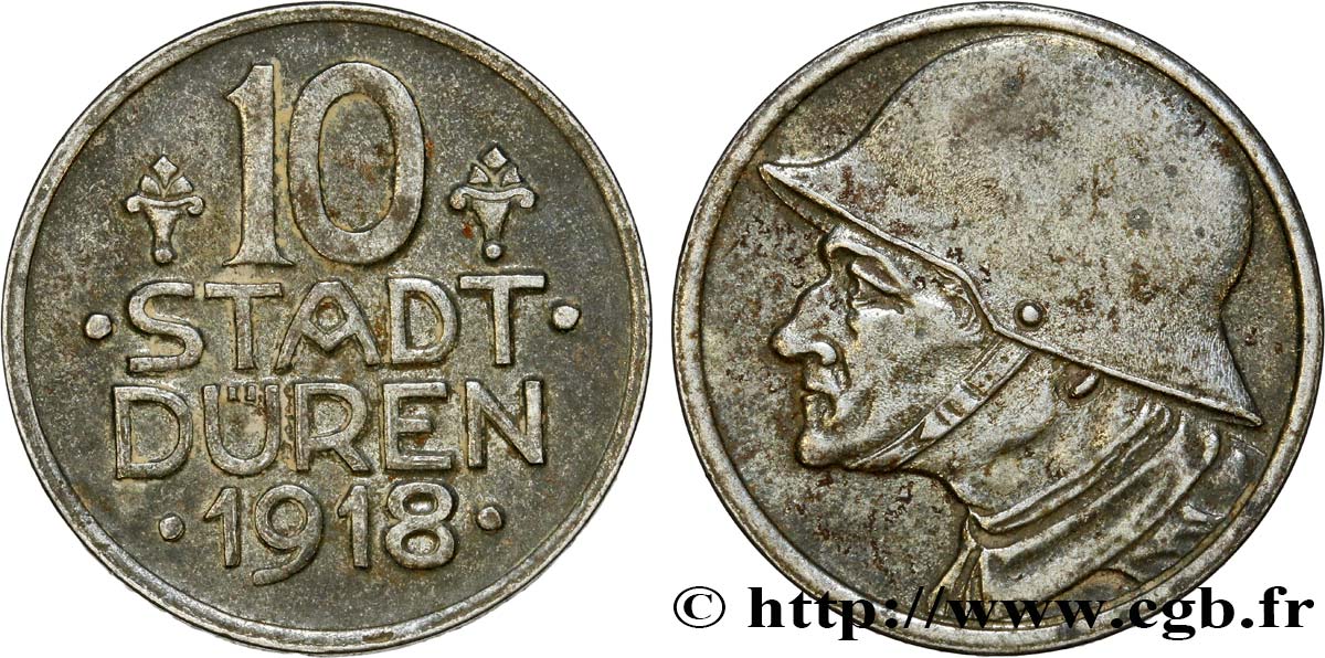 ALEMANIA - Notgeld 10 Pfennig Düren 1918  MBC+ 