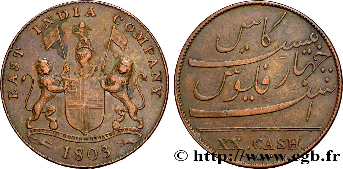 INDIA
 20 Cash Madras East India Company 1803  MBC 