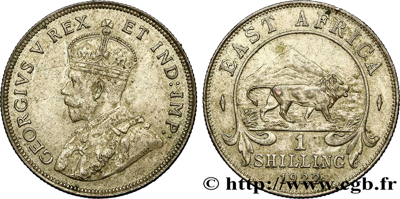 EAST AFRICA (BRITISH) 1 Shilling Georges V 1922
 British Royal Mint XF 