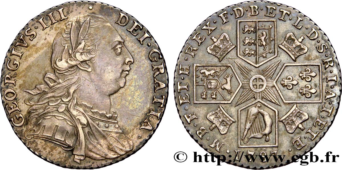 GREAT BRITAIN - GEORGE III 1 Shilling 1787  AU 