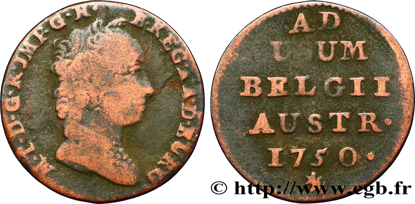 BELGIUM - AUSTRIAN NETHERLANDS 1 Liard 1750 Bruges F 