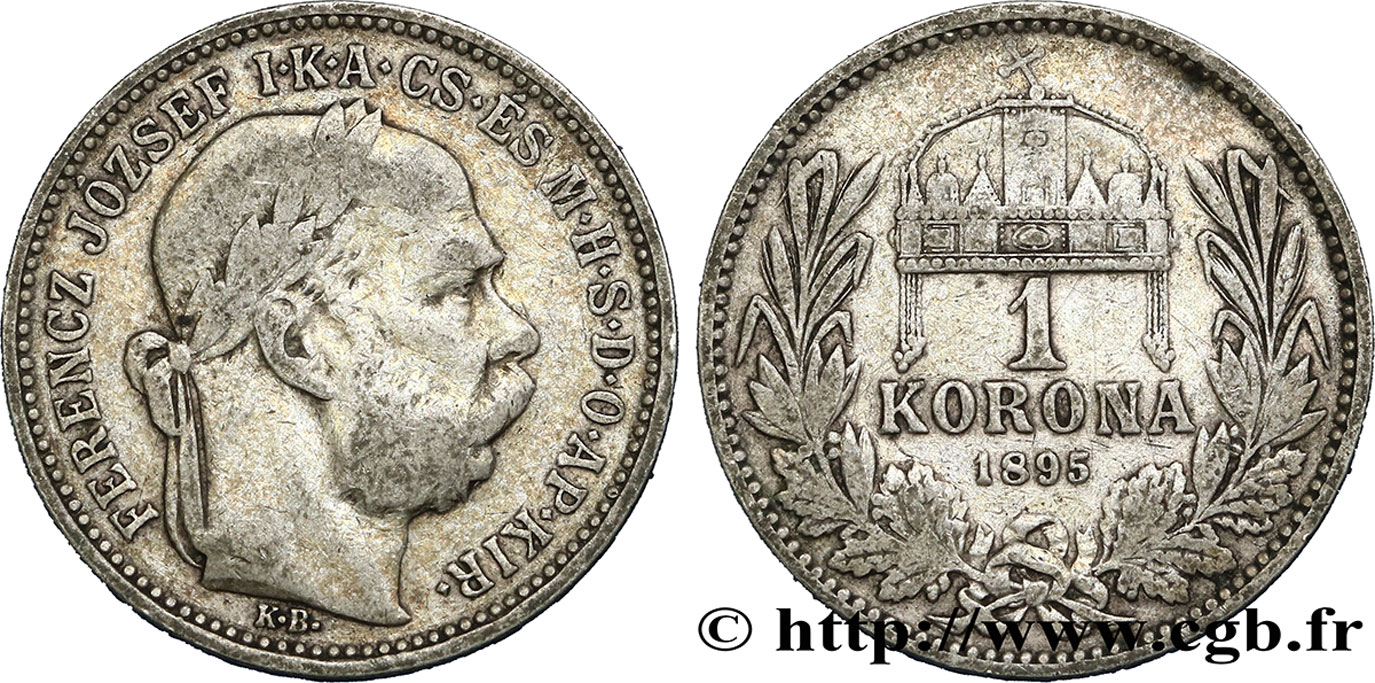 HUNGARY 1 Corona François-Joseph 1895 Kremnitz VF 