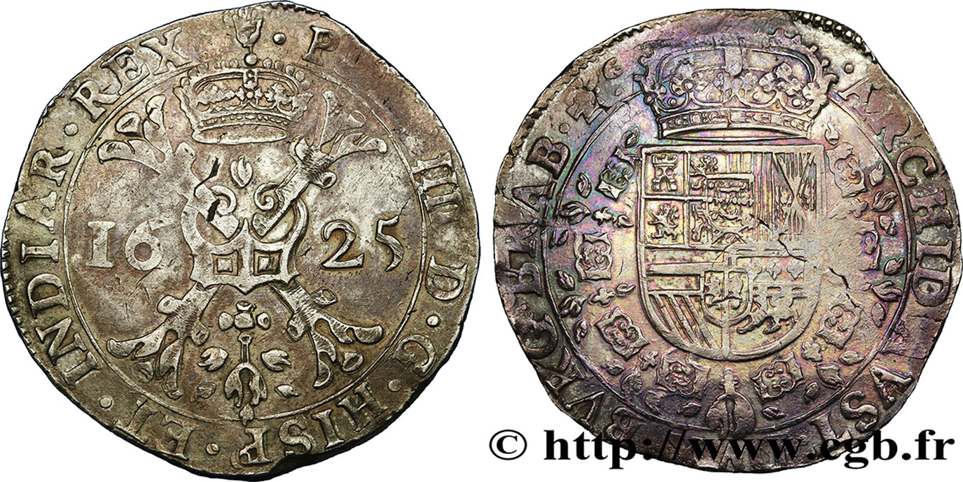SPANISH NETHERLANDS - DUCHY OF BRABANT - PHILIP IV Patagon 1625 Anvers XF/AU 