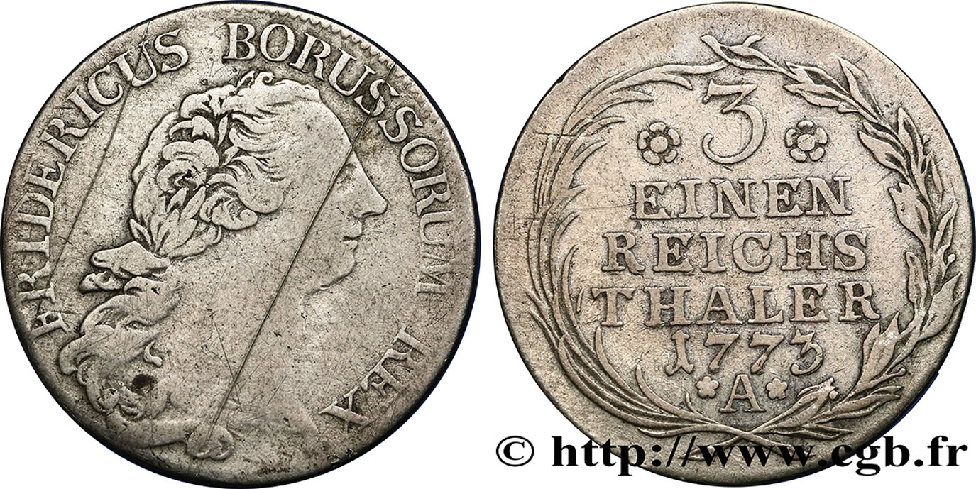 ALEMANIA - PRUSIA 1/3 de Thaler Frédéric II 1773 Berlin BC+ 