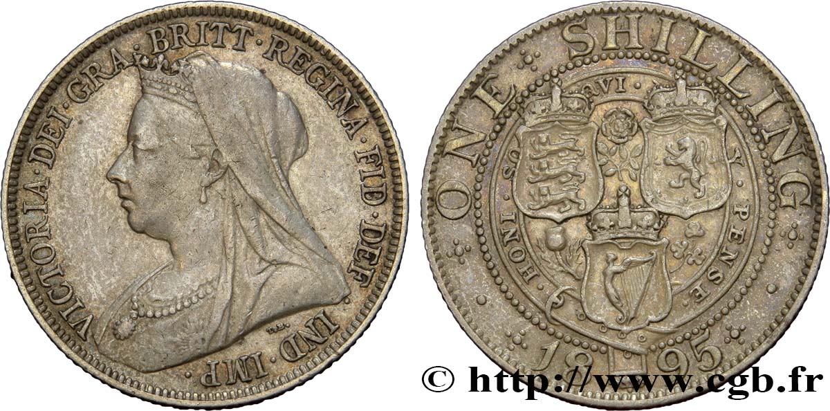UNITED KINGDOM 1 Shilling Victoria vieille tête  1895  XF/AU 