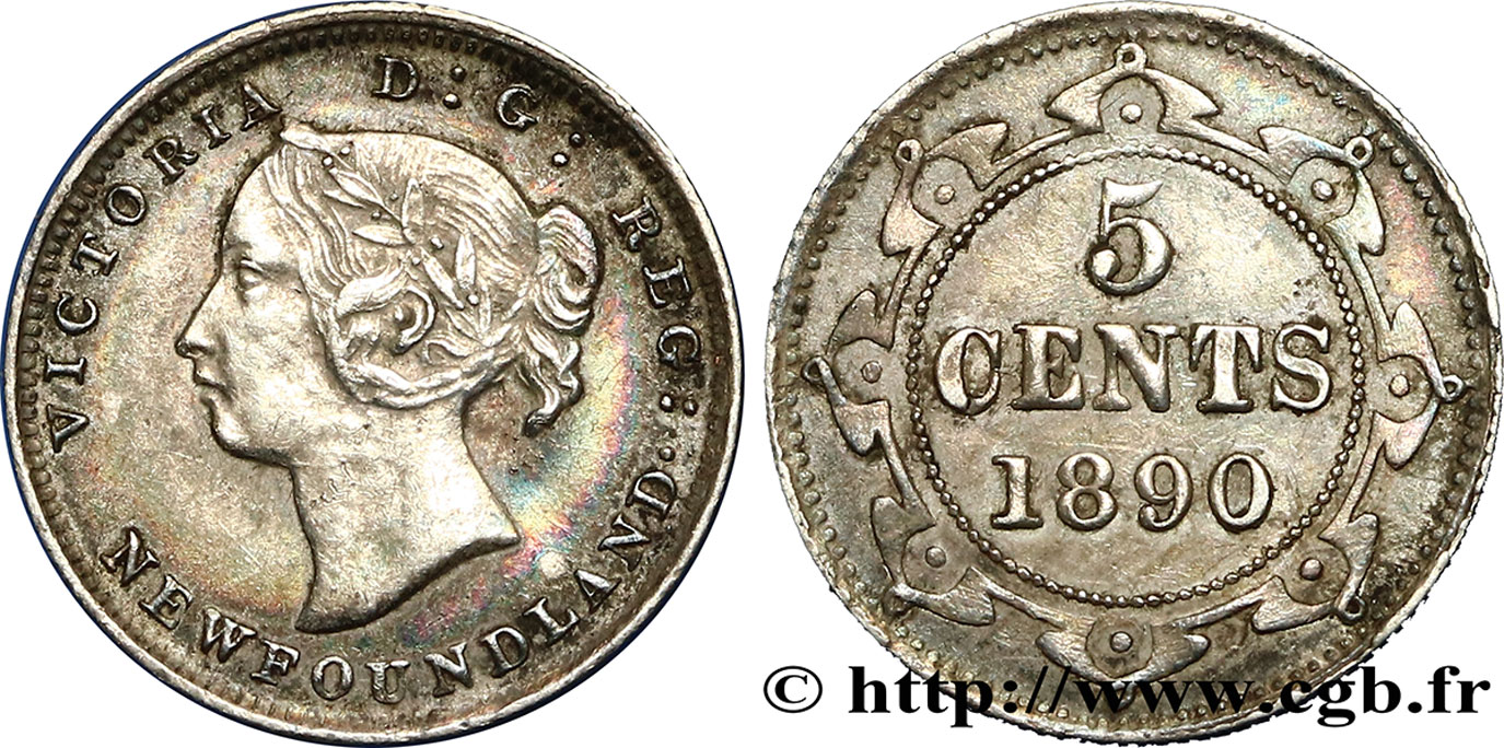 CANADA 5 Cents Victoria 1890  TTB 