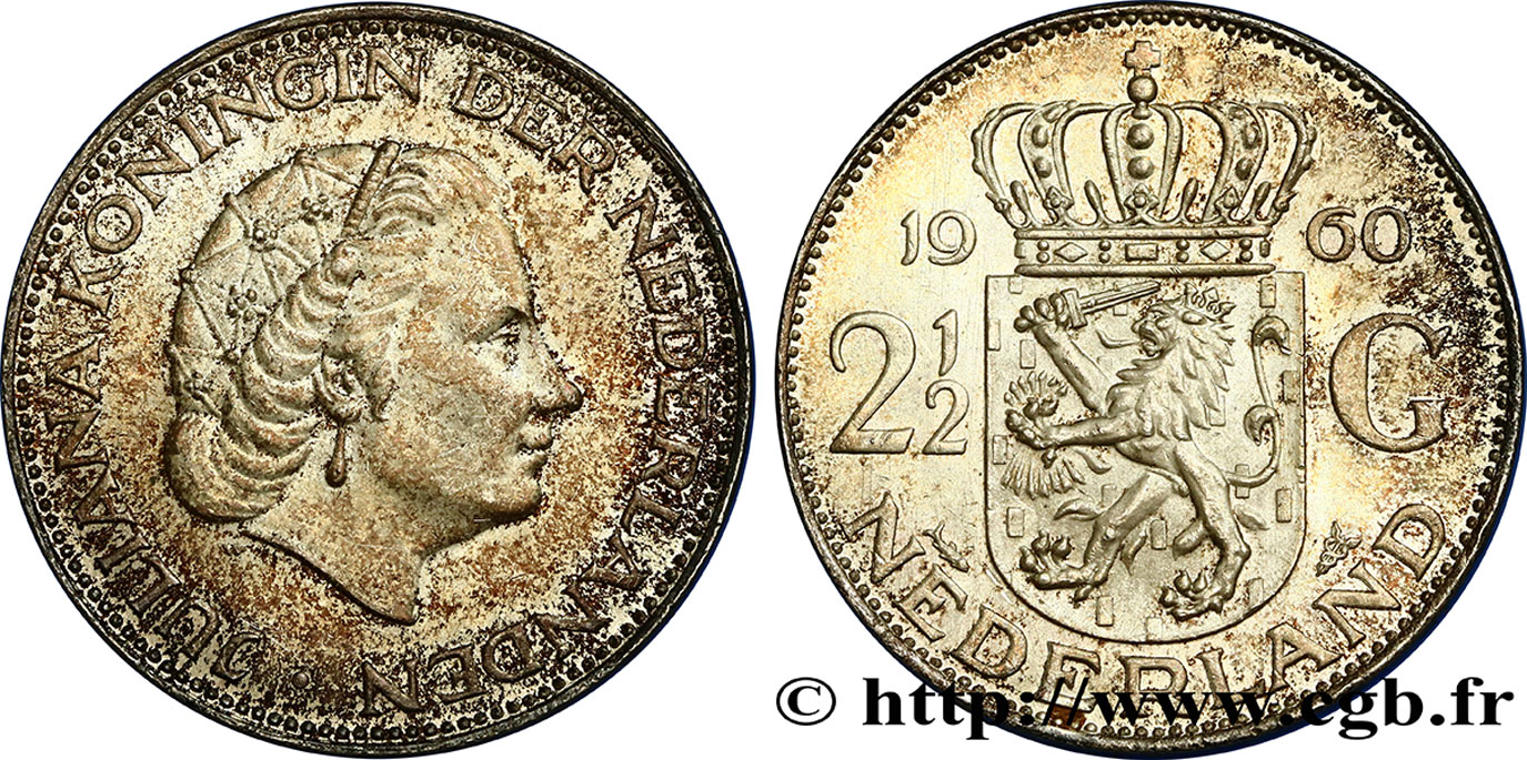 PAYS-BAS 2 1/2 Gulden Juliana 1960 Utrecht SPL 
