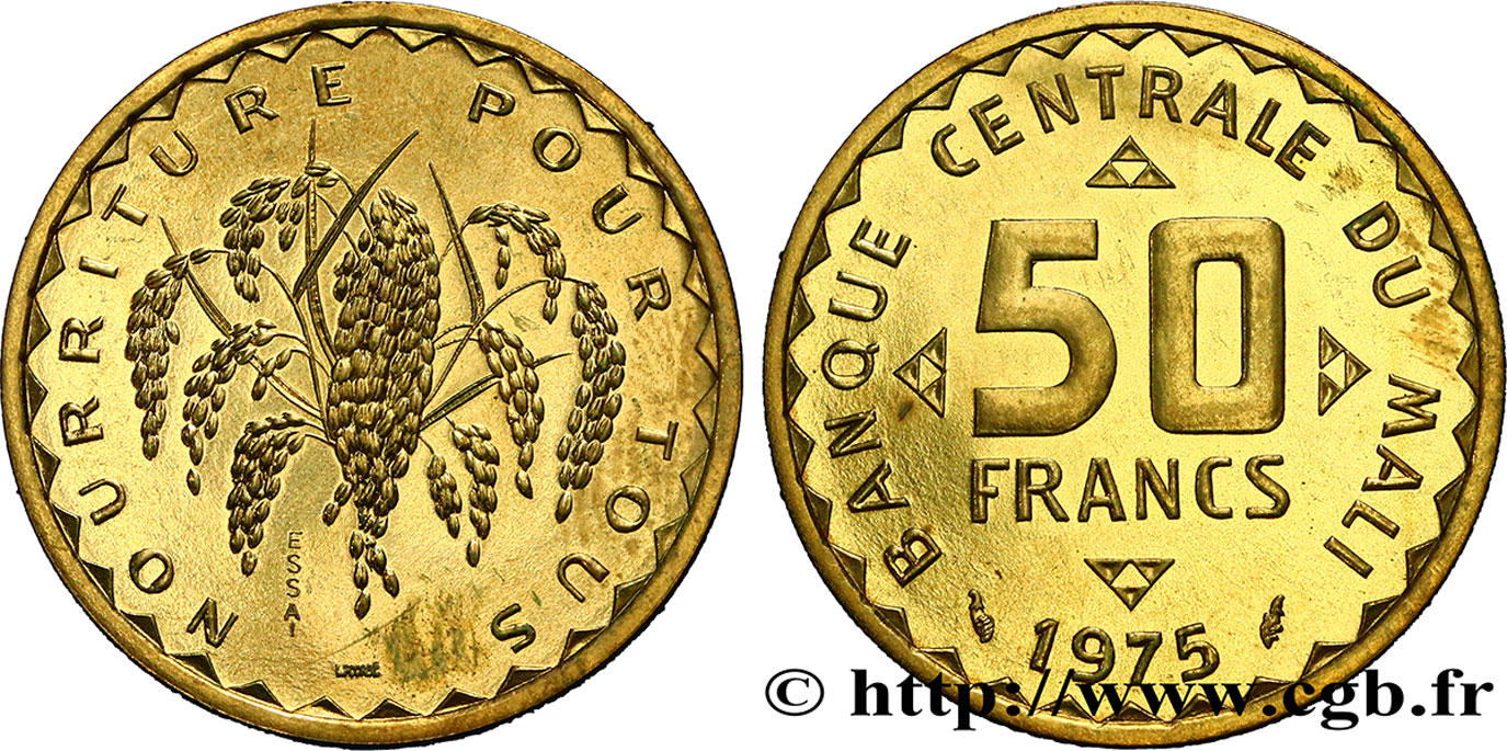 MALI Essai de 50 Francs plant de mil 1975 Paris fST 