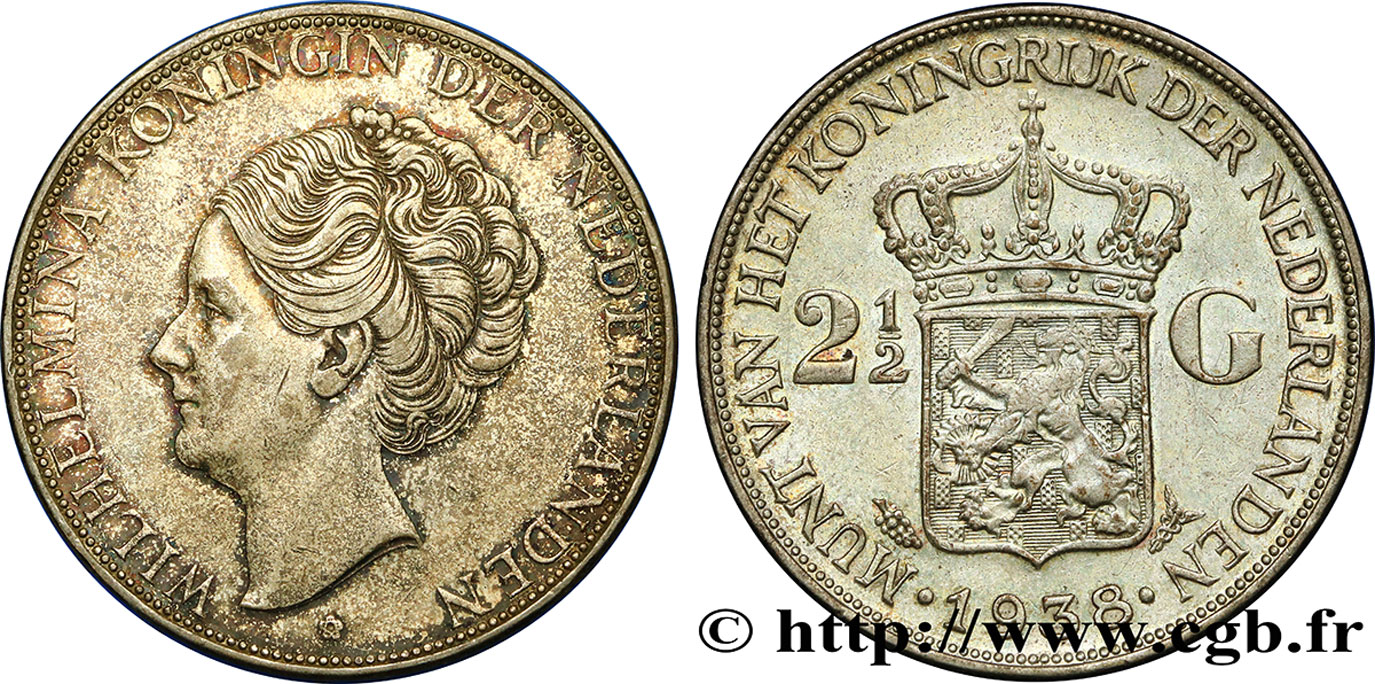 PAESI BASSI 2 1/2 Gulden Wilhelmina 1938 Utrecht q.SPL/SPL 