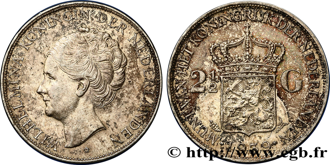 PAESI BASSI 2 1/2 Gulden Wilhelmina 1939 Utrecht q.SPL 