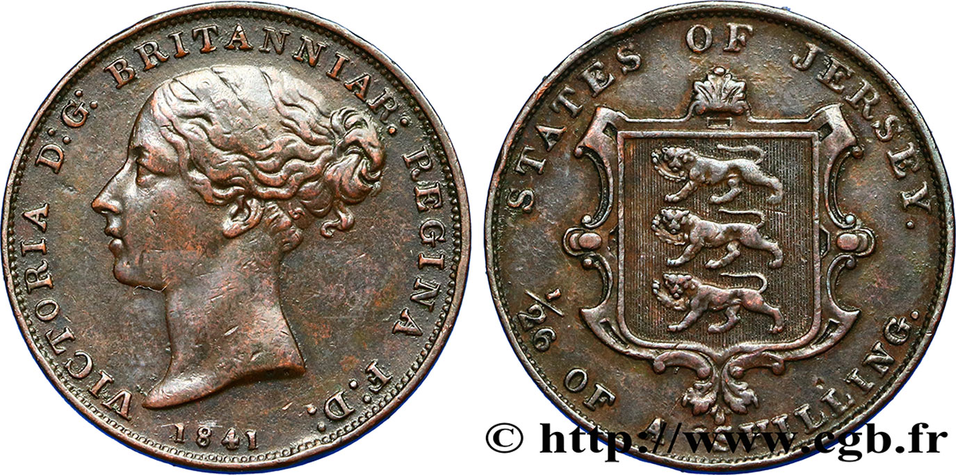 JERSEY 1/26 Shilling Victoria 1841  TTB 
