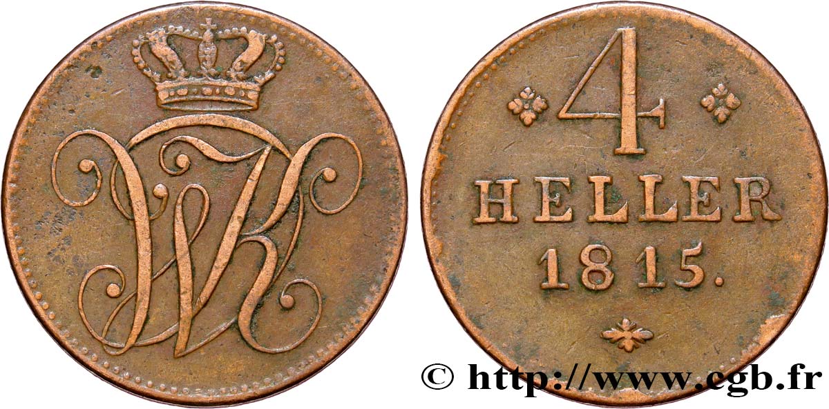 GERMANY - HESSE 4 Heller Hesse-Cassel 1815  XF 