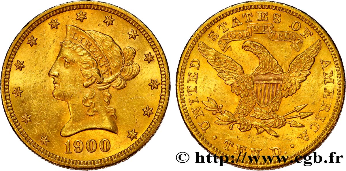 ÉTATS-UNIS D AMÉRIQUE 10 Dollars or  Liberty  1900 Philadelphie EBC 