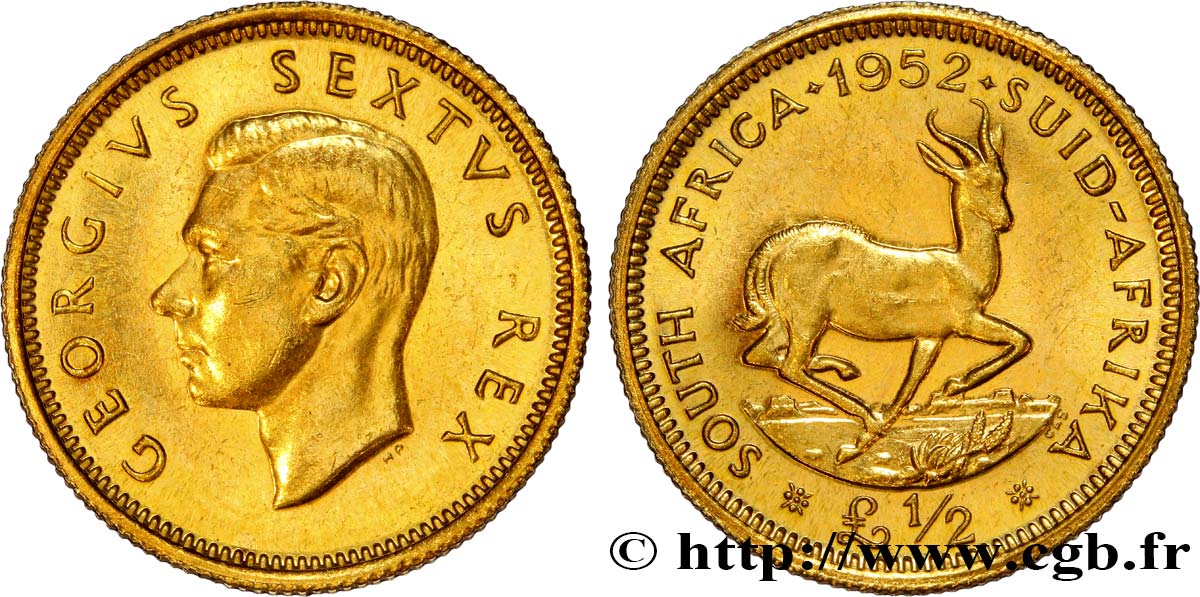 SOUTH AFRICA 1/2 Pound 1952  AU/MS 
