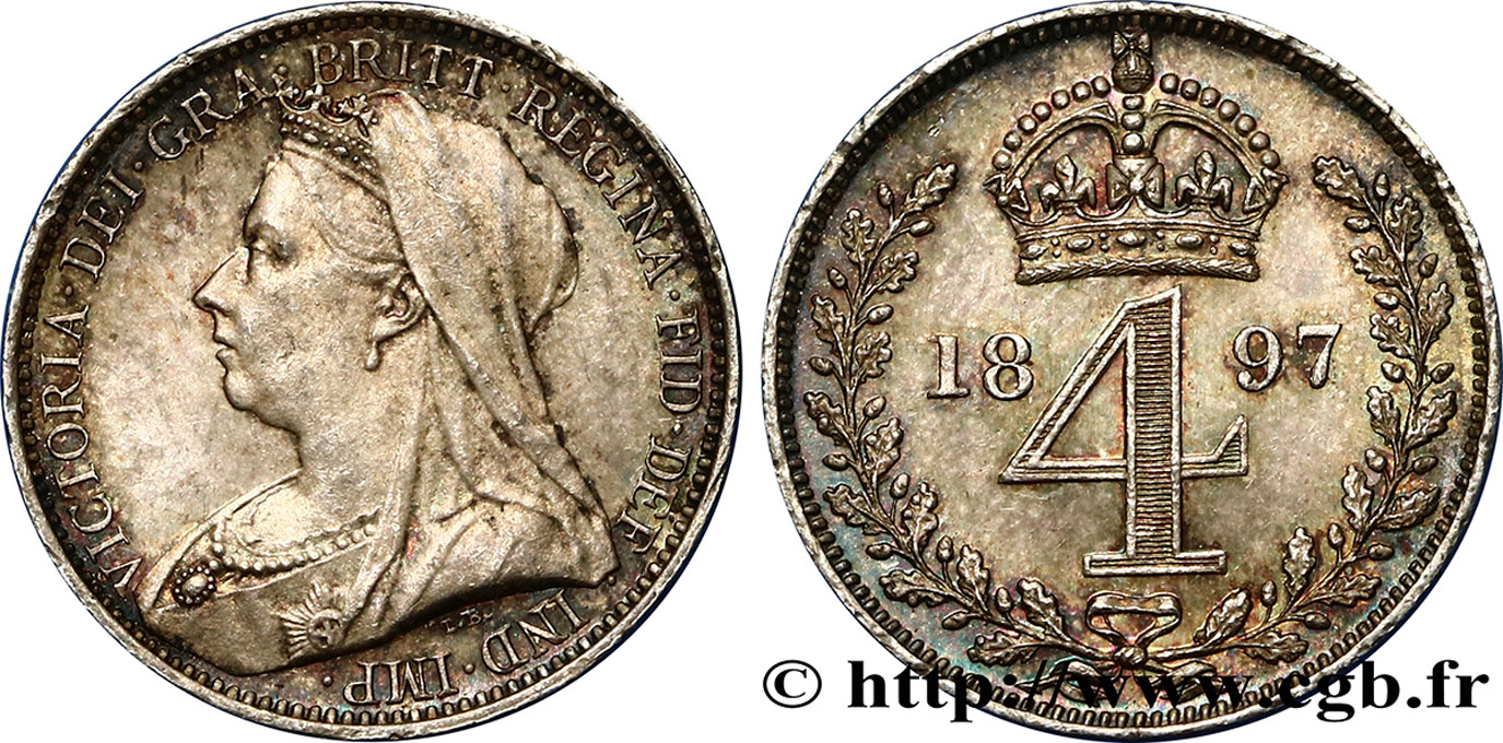 GRAN BRETAGNA - VICTORIA 4 Pence 1897 Londres MS 