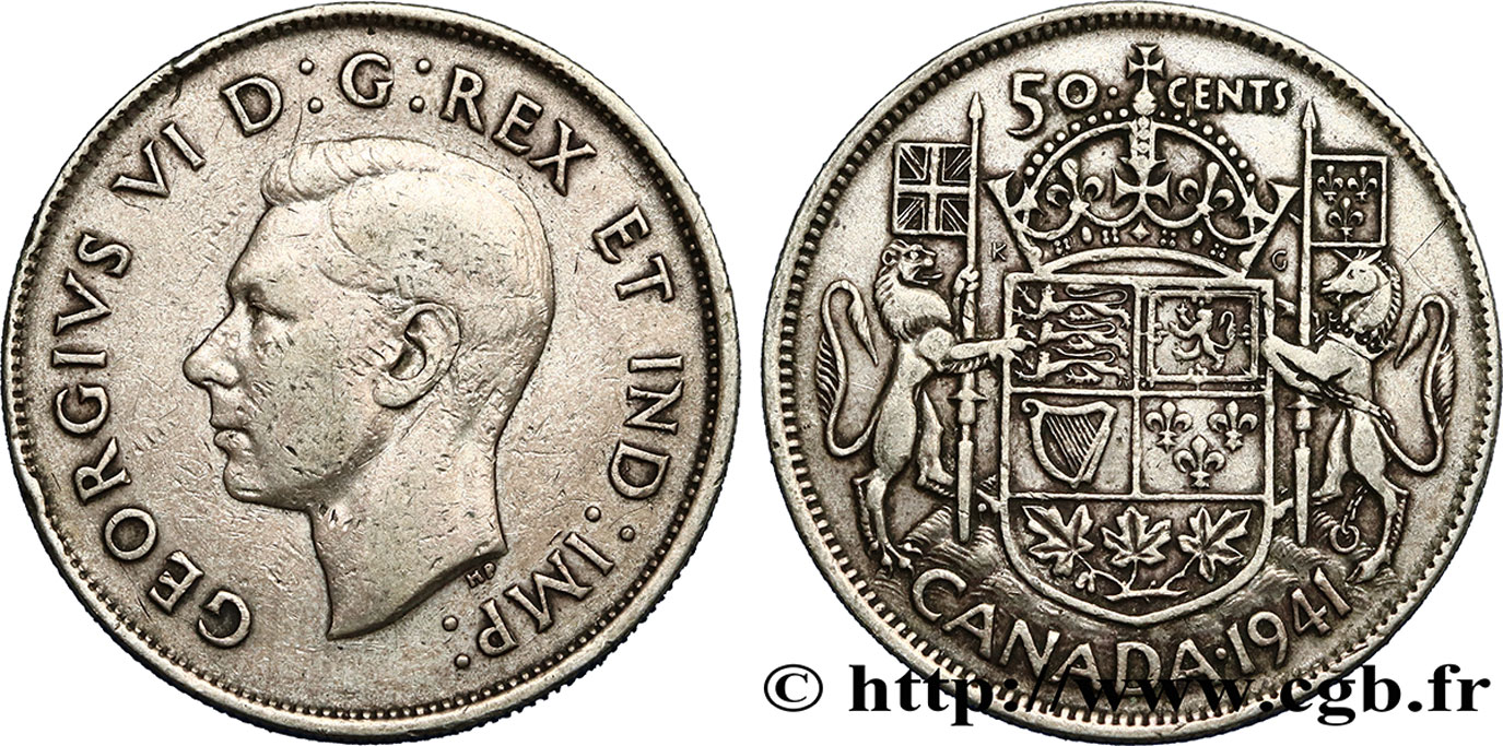 CANADA 50 Cents Georges VI 1941  q.BB 
