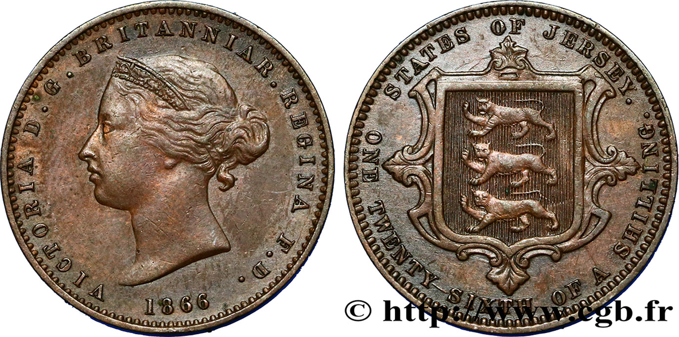 JERSEY 1/26 Shilling Victoria 1866  SPL 