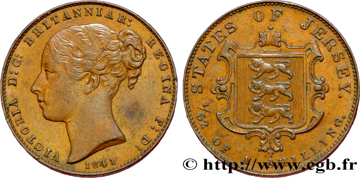 ISLA DE JERSEY 1/52 Shilling Victoria 1841  MBC+ 