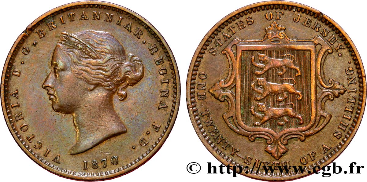 JERSEY 1/26 Shilling Victoria 1870  XF 