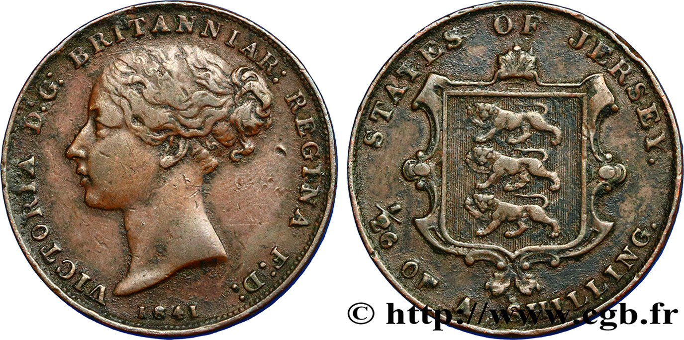 JERSEY 1/26 Shilling Victoria 1841  VF 