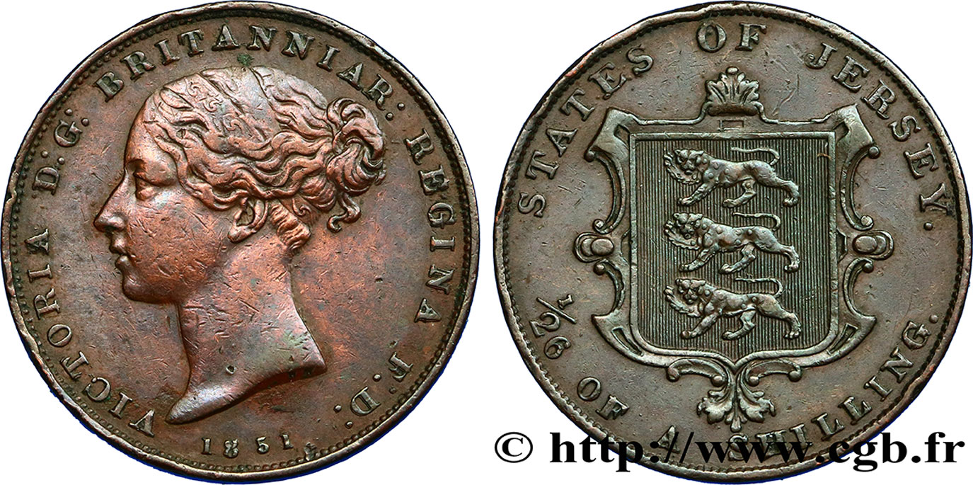 JERSEY 1/26 Shilling Reine Victoria 1851  TB+/TTB 