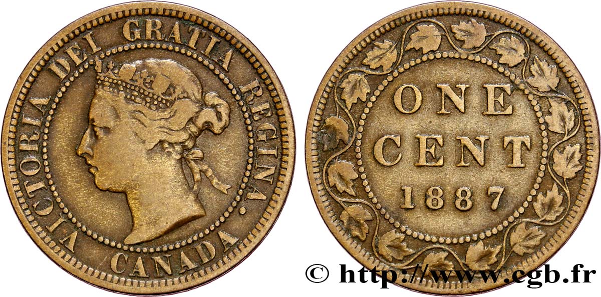 CANADA 1 Cent Victoria 1887  TB+ 