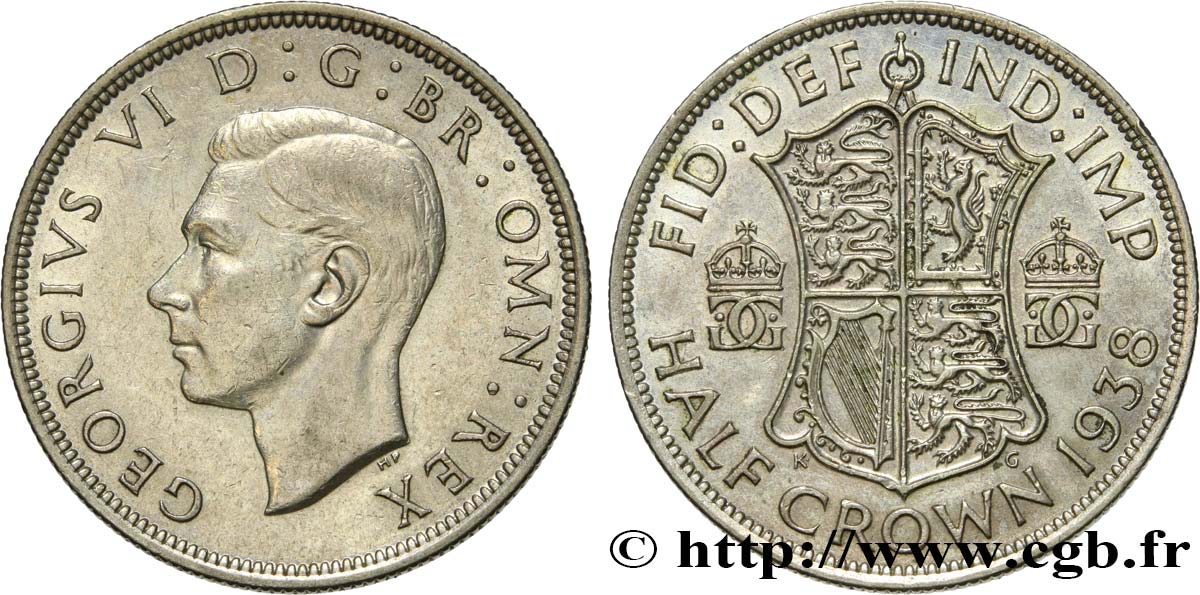 UNITED KINGDOM 1 Florin (2 Shillings) Georges VI 1938  AU 