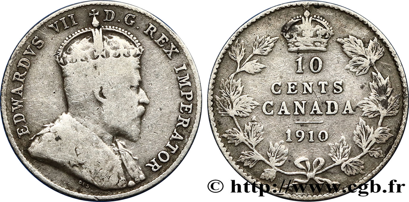 CANADA 10 Cents Édouard VII 1910  TB 