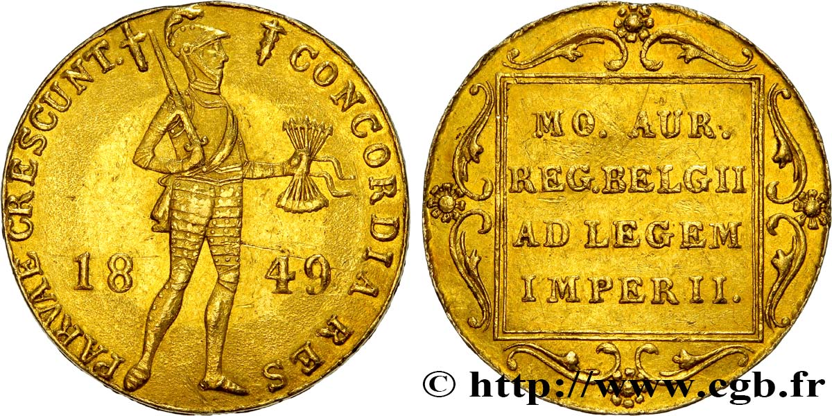 PAESI BASSI Ducat d or au chevalier 1849  q.SPL 