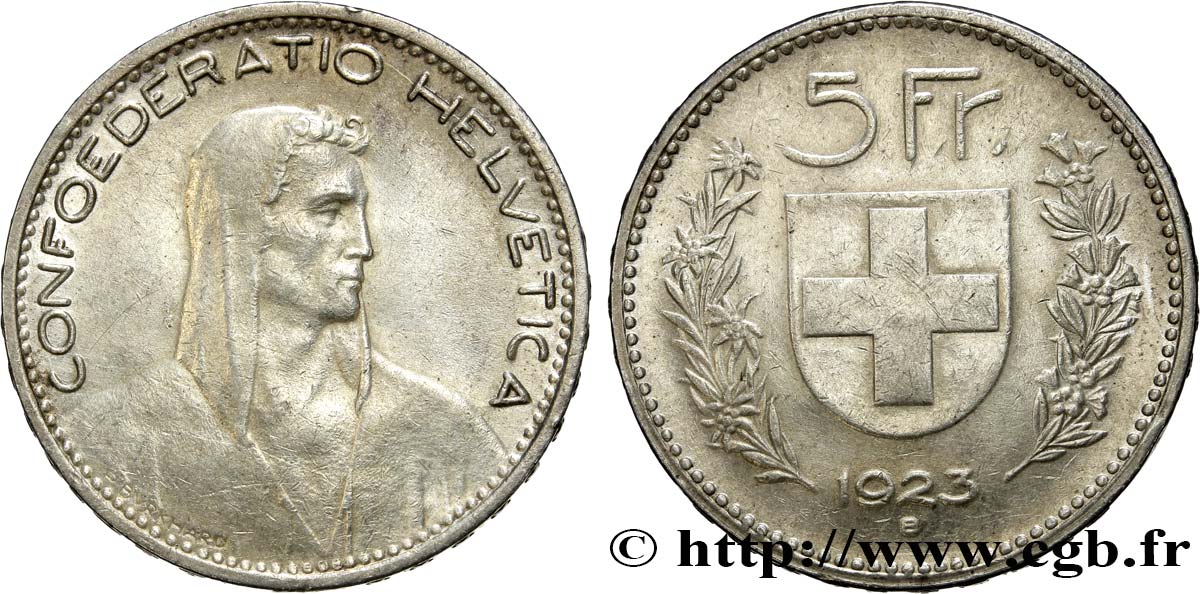 SVIZZERA  5 Francs berger 1923 Berne q.SPL 