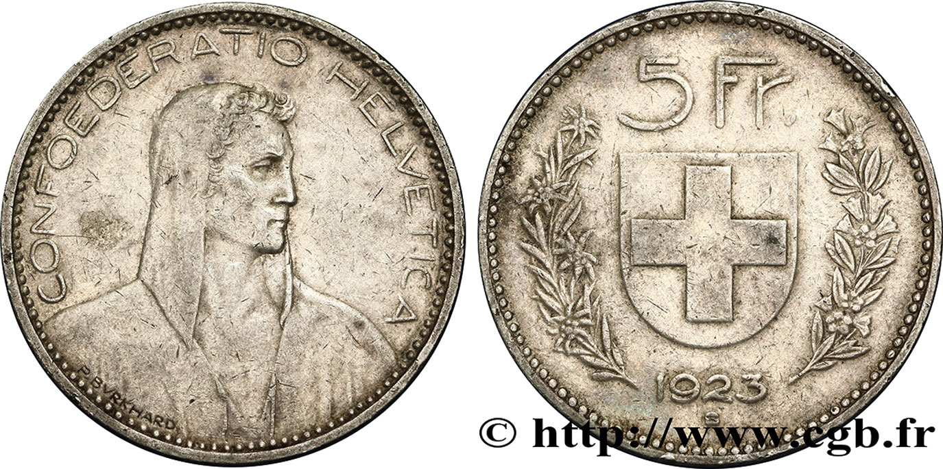SUIZA 5 Francs berger 1923 Berne MBC 