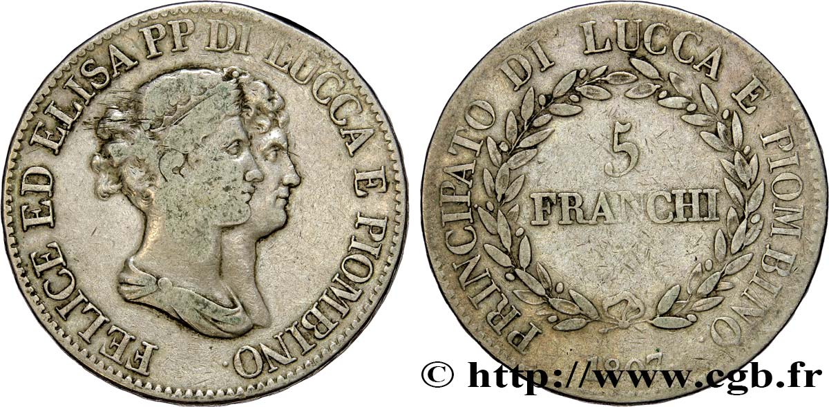 ITALIA - LUCCA E PIOMBINO 5 Franchi 1807 Florence MB 