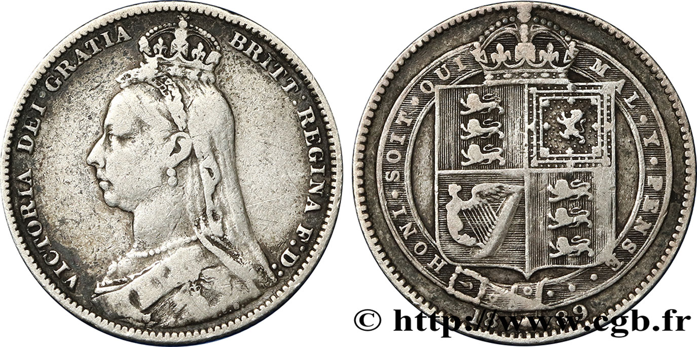 REGNO UNITO 1 Shilling Victoria buste du jubilé 1889  q.BB 