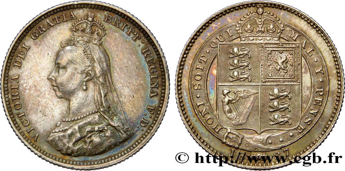 VEREINIGTEN KÖNIGREICH 1 Shilling Victoria buste du jubilé 1887  fVZ 