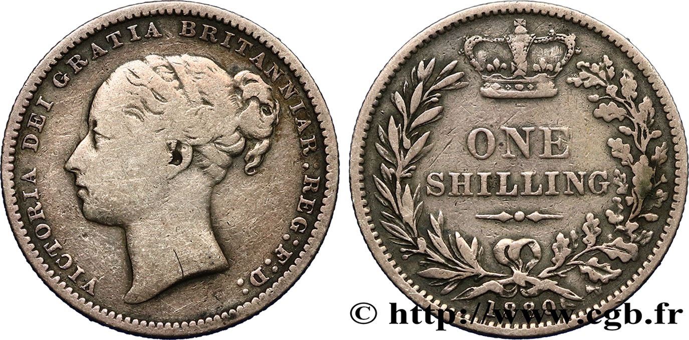 UNITED KINGDOM 1 Shilling Victoria 1861  VF 